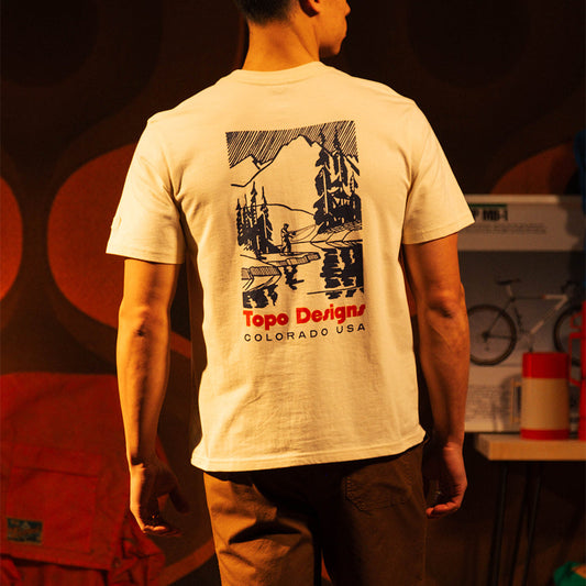 General model image of Topo Designs Mountain River Tee - Men's in "Bone White"