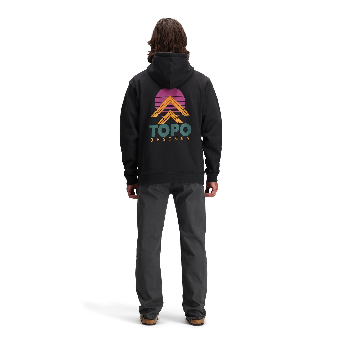 Back model shot of Topo Designs Dirt 5-Pocket Pants - Men's in "Asphalt"