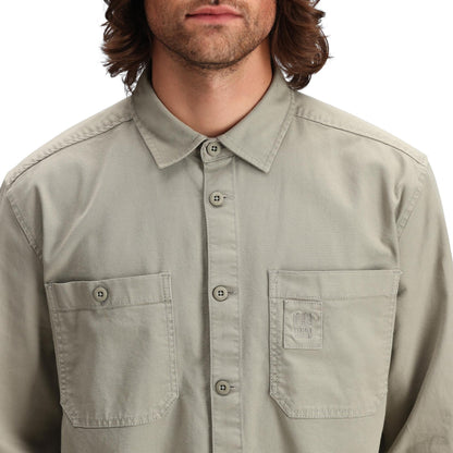 General Detail shot of Topo Designs Dirt Overshirt - Men's in "Dried Sage"