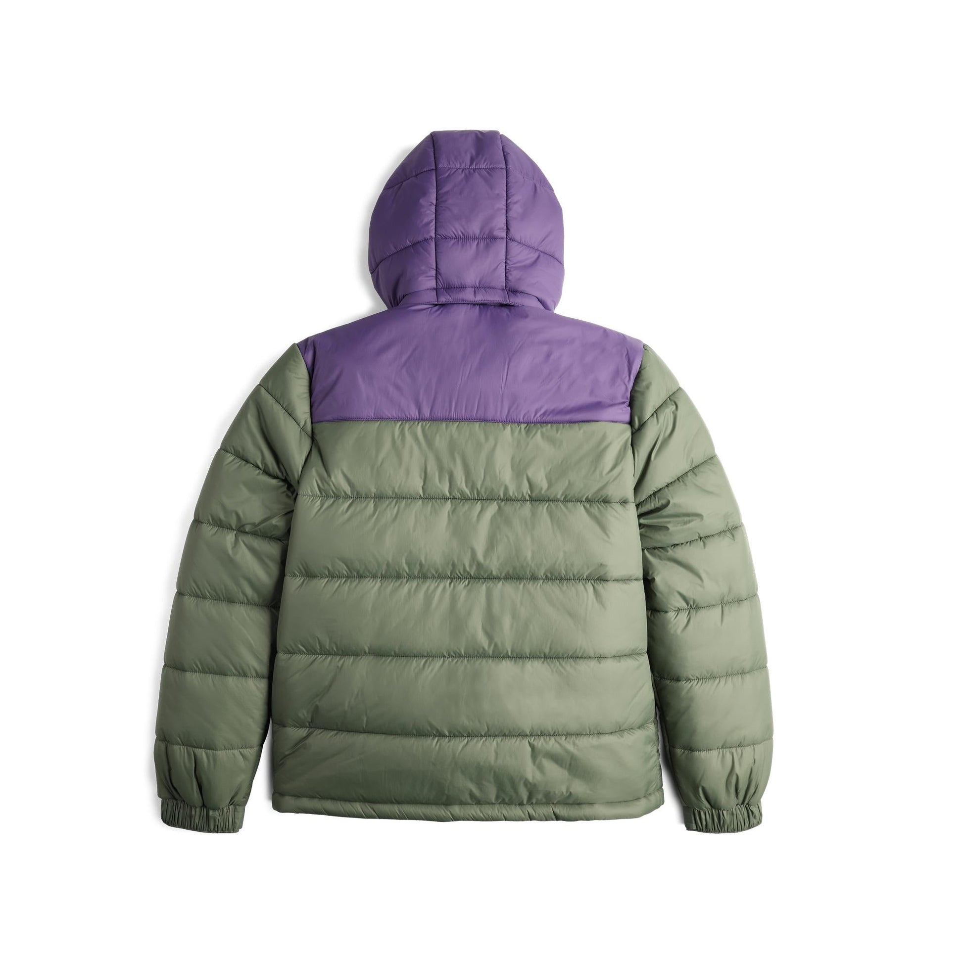 Back View of Topo Designs Retro Ridge Puffer Jacket - Men's in "Beetle / Loganberry"