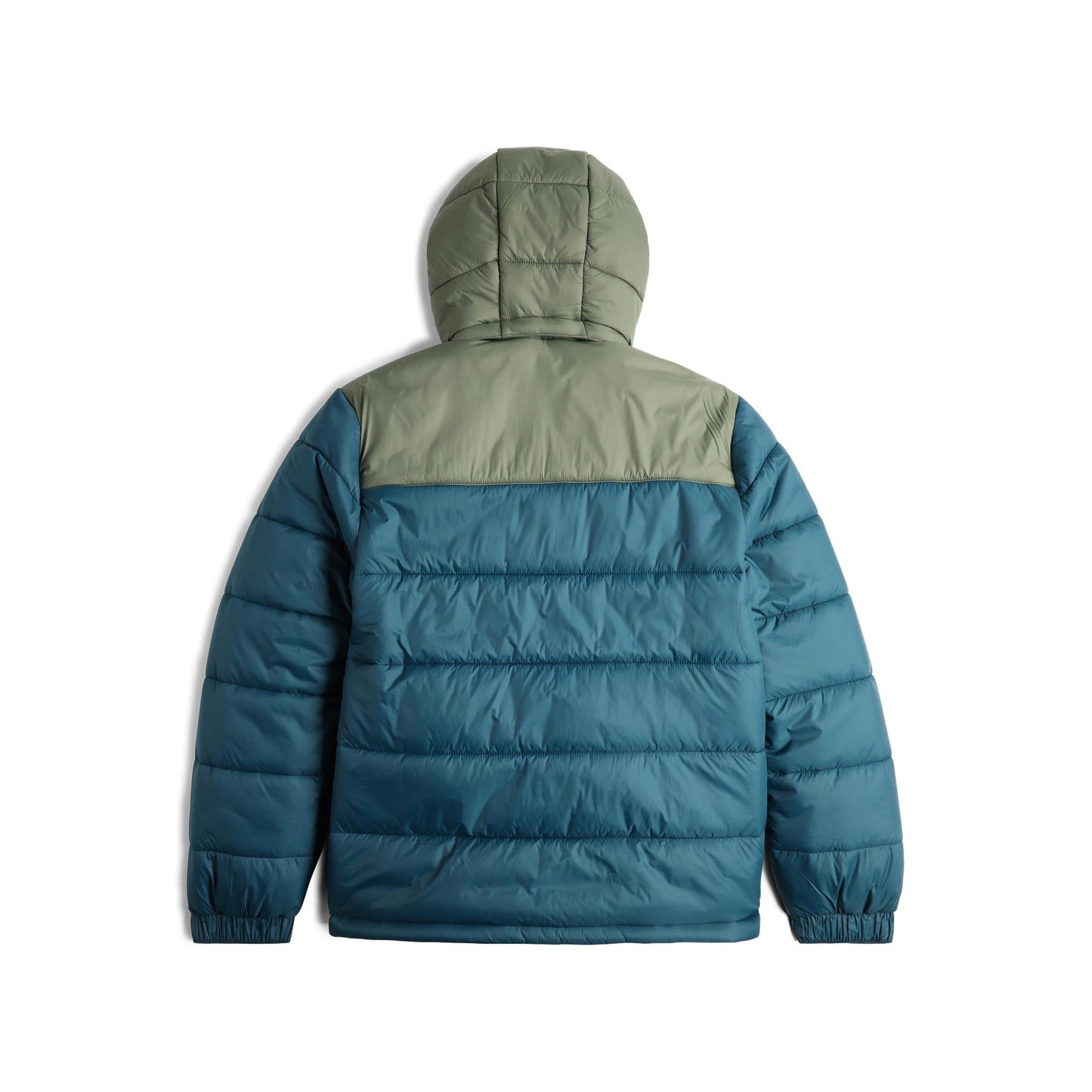Back View of Topo Designs Retro Ridge Puffer Jacket - Men's in "Pond Blue / Beetle"