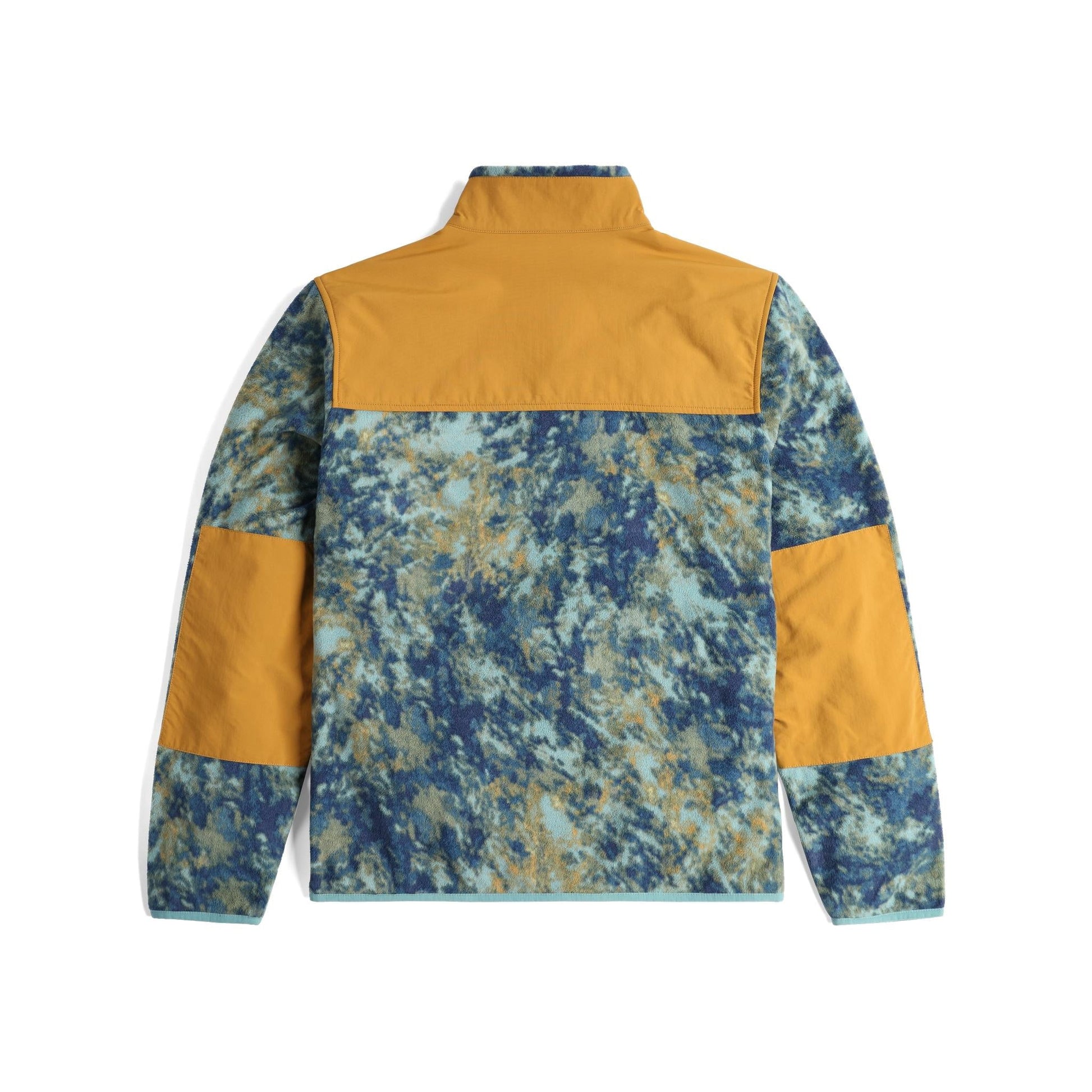 Back View of Topo Designs Vista 1/4 Zip Lightweight Fleece - Men's in "Pond Blue Storm / Khaki"