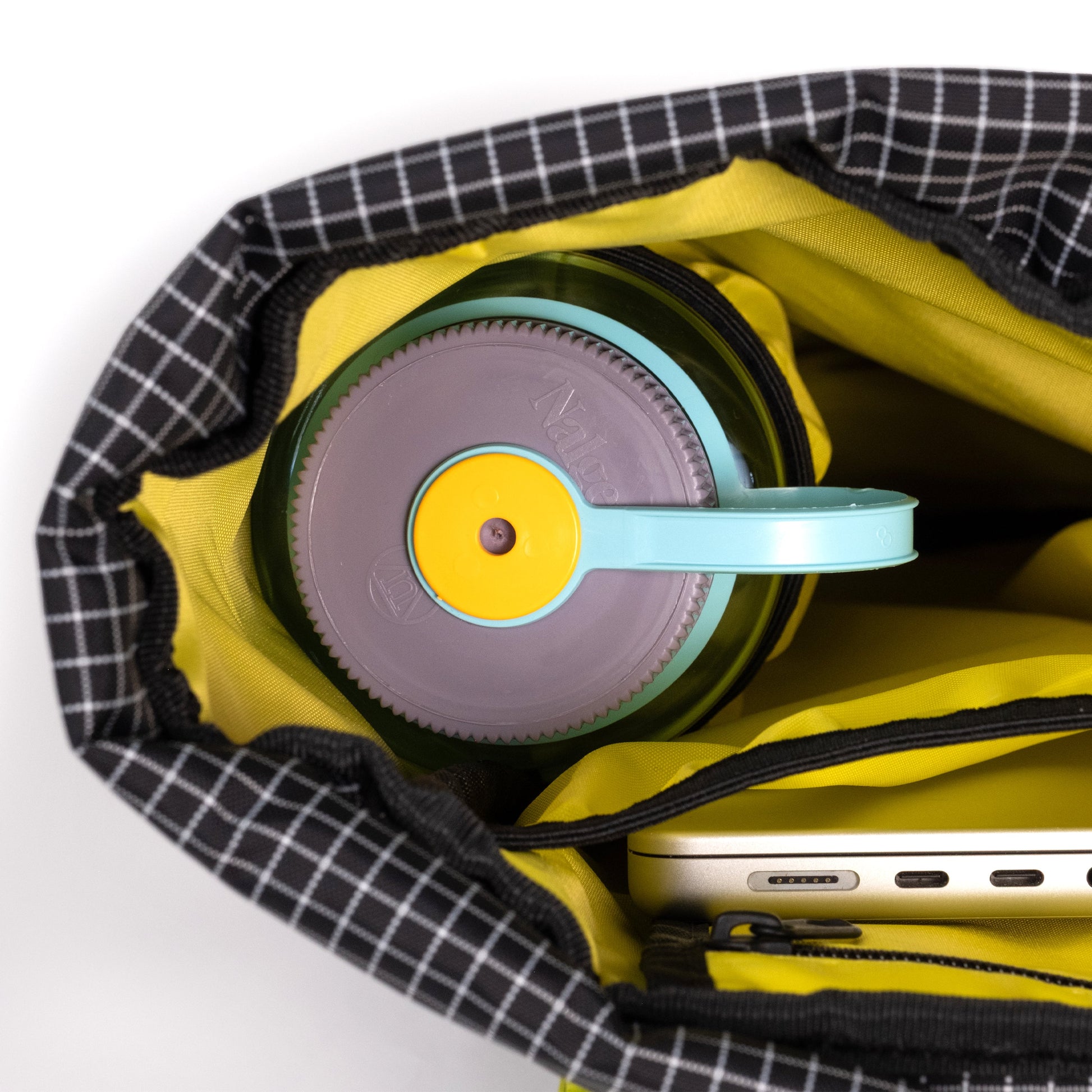 General Detail shot of Topo Designs Cosmos Backpack in "Aura / Black"