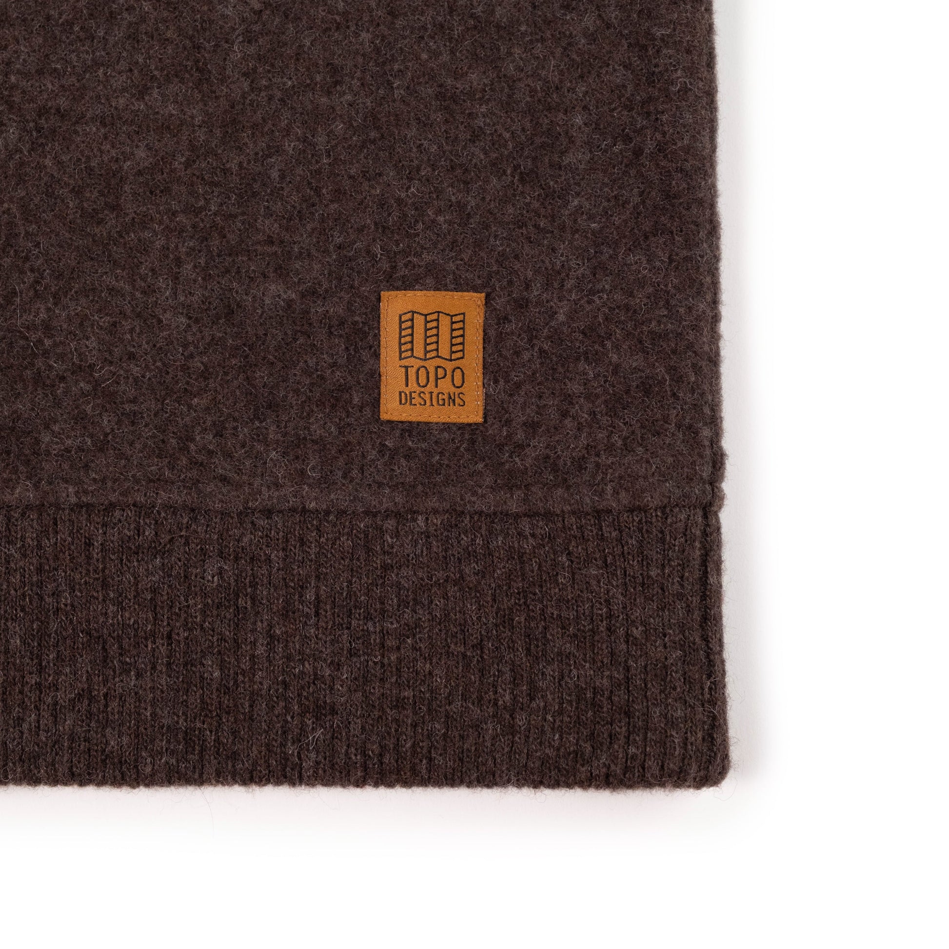 General Detail shot of Topo Designs Global Wool Sweater - Women's in "Chocolate"