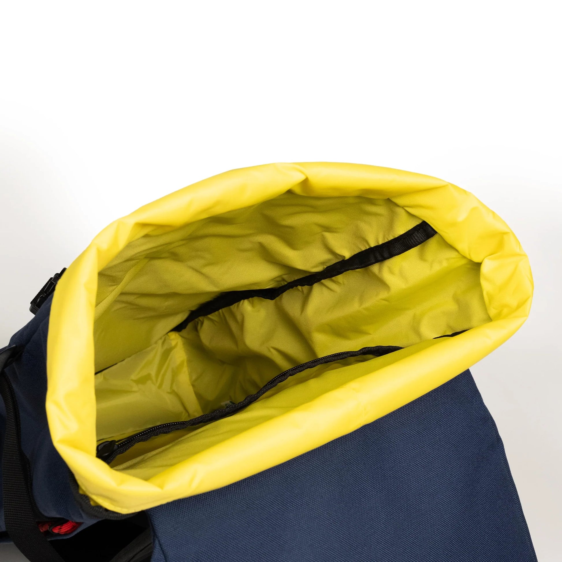 General interior image the Topo Designs Klettersack Classic vintage-inspired rucksack backpack in "Midnight".