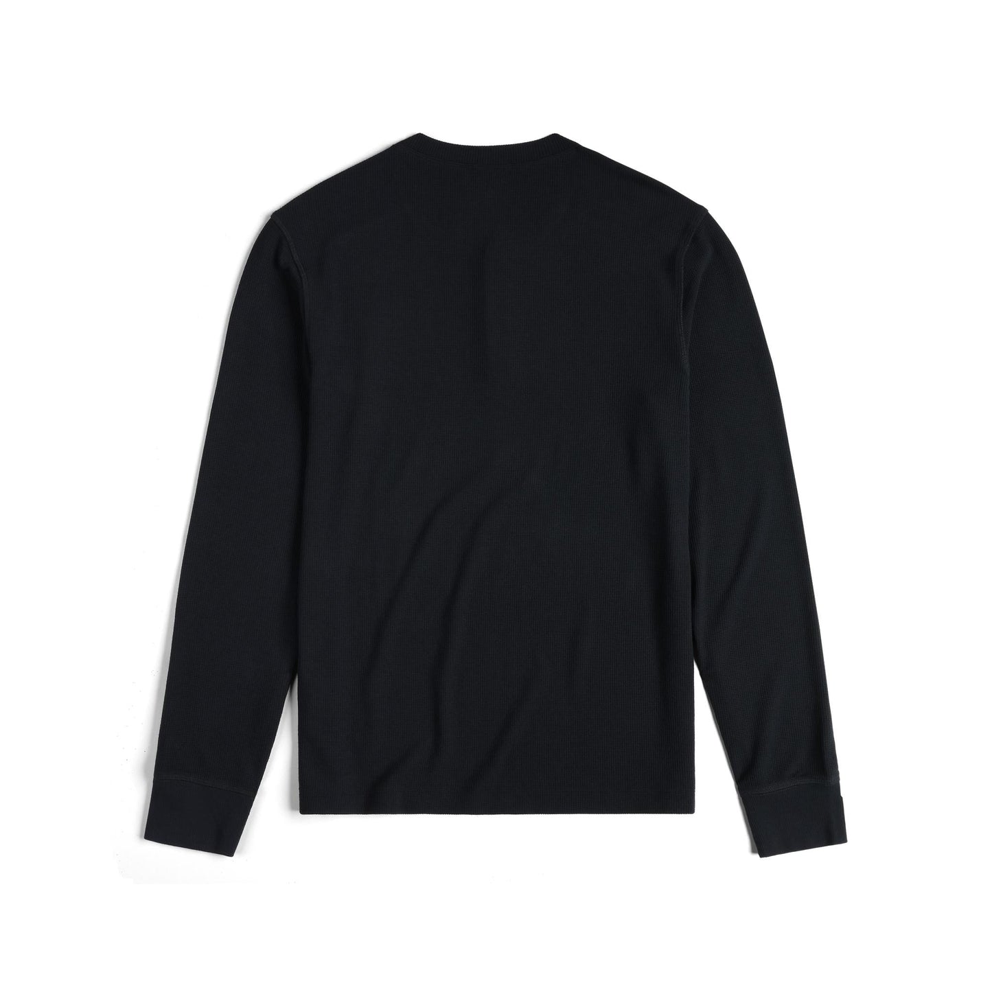 Back View of Topo Designs Global Waffle Henley - Men's in "Black"