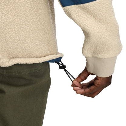 General Detail shot of Topo Designs Summit Rise Full Zip Jacket - Men's in "Oatmeal / Pond Blue"