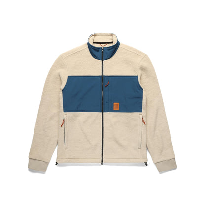 Front View of Topo Designs Summit Rise Full Zip Jacket - Men's in "Oatmeal / Pond Blue"
