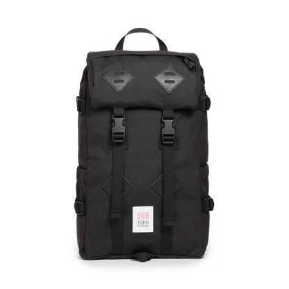 Front view of Topo Designs Klettersack Classic vintage-inspired rucksack backpack in "Black".
