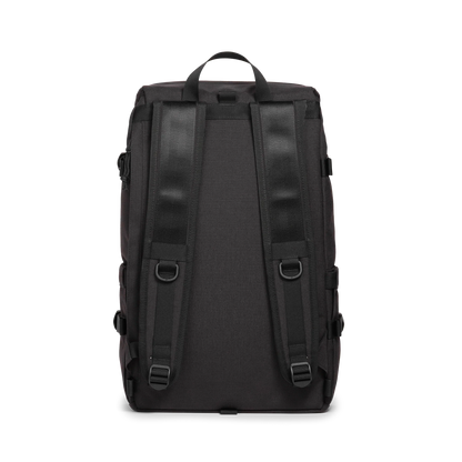 Back view of Topo Designs Klettersack Classic vintage-inspired rucksack backpack in "Black".