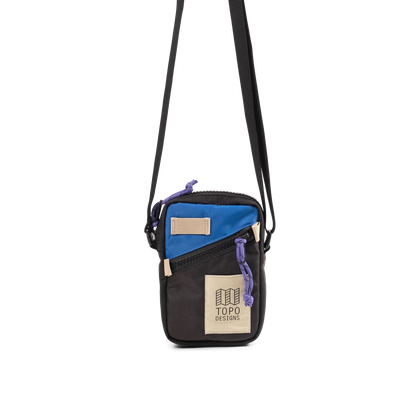 Front View of Topo Designs Mini Shoulder Bag in "Classic Blue / Black"