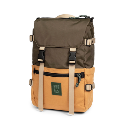 Front View of Topo Designs Rover Pack Classic in "Woodland / Brown Oak"