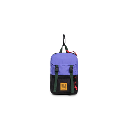 Front View of Topo Designs Rover Pack Micro in "Very Peri / Forest"