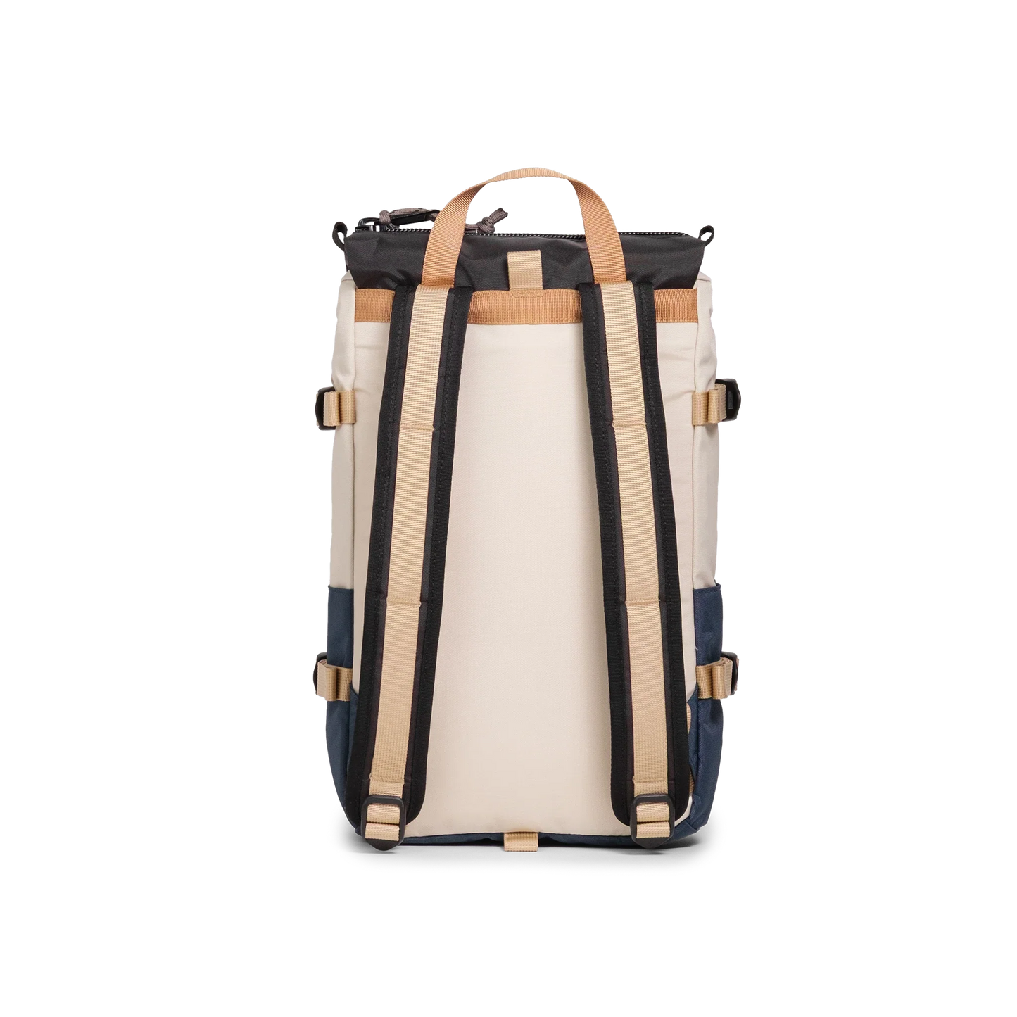 Back View of Topo Designs Rover Pack Mini in "Bone White / Pond Blue"