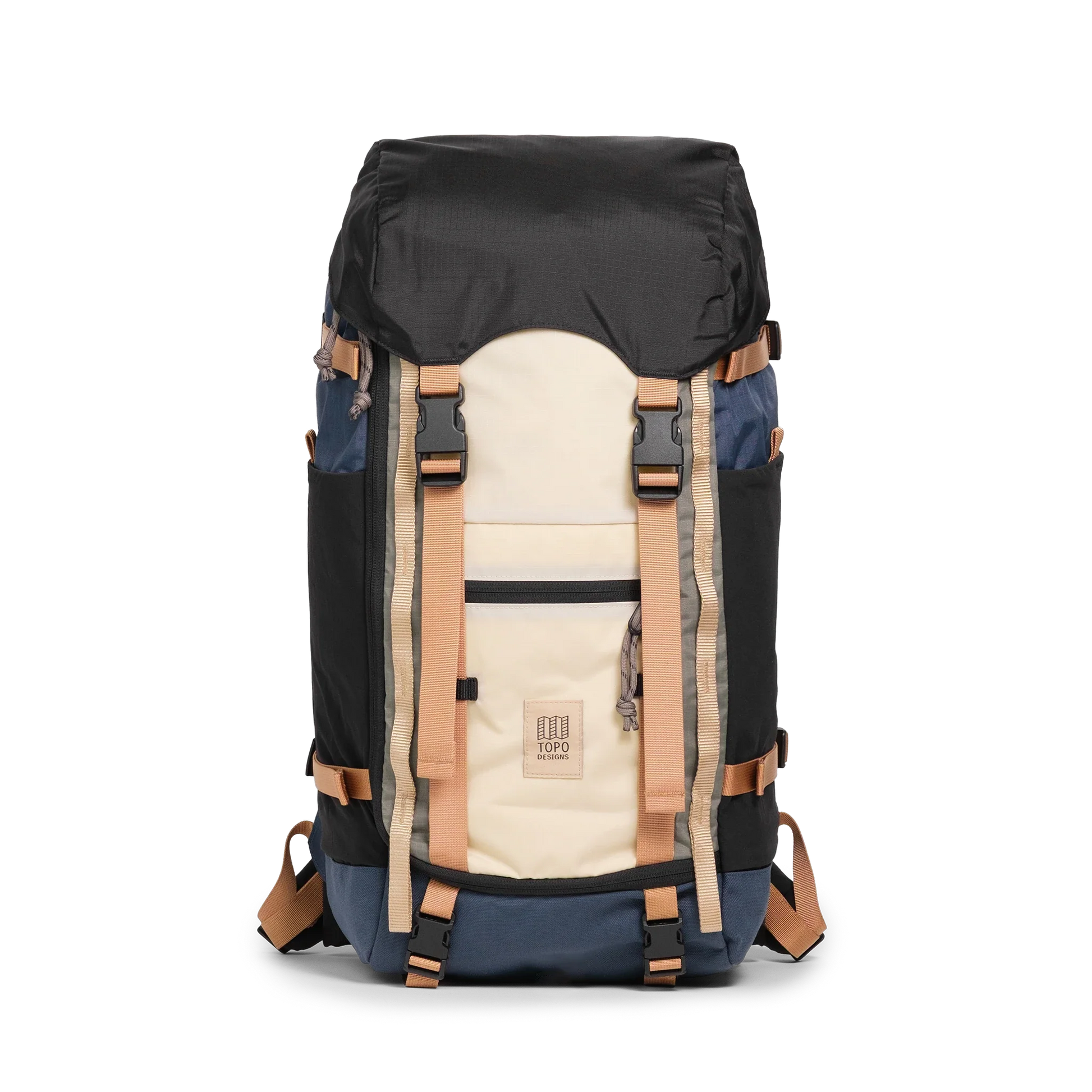 Front View of Topo Designs Rover Trail Pack 22L in "Bone White / Pond Blue"