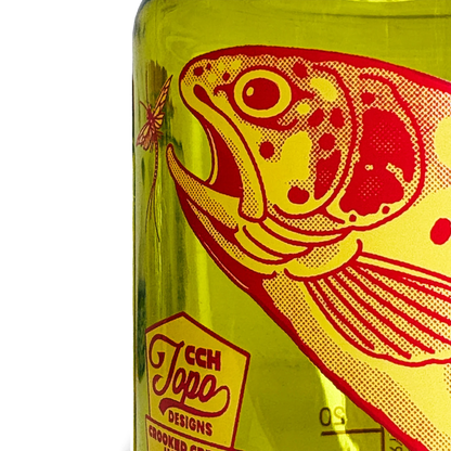 Detail image of Topo Designs x CCH x Pine Printshop Nalgene Water Bottle in "Endive"