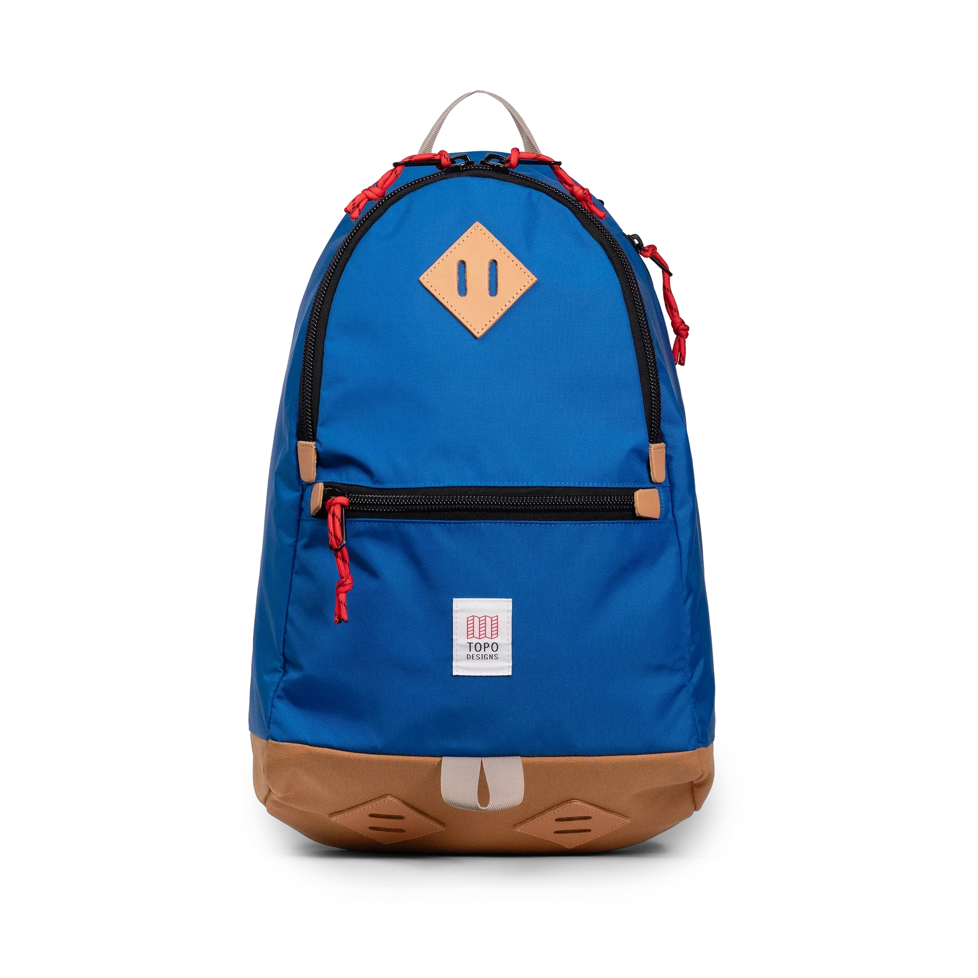 Front view of Topo Designs Classic Teardrop Backpack in "Classic Blue"
