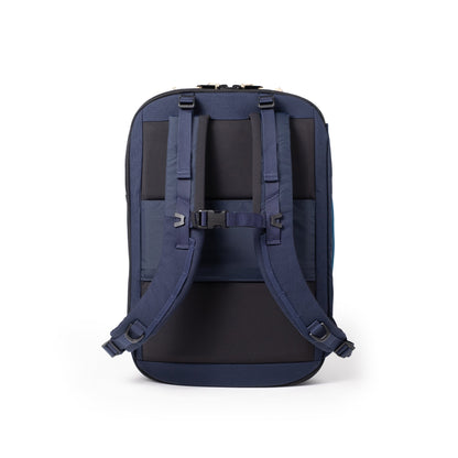 Back View of Topo Designs Global Travel Backpack in "Navy / Sahara"
