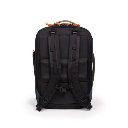 Back View of Topo Designs Global Travel Backpack in "Olive / Dark Khaki"