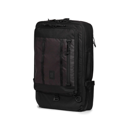 Front quarter view of Topo Designs Global Travel Bag 40L in "Black / Black"