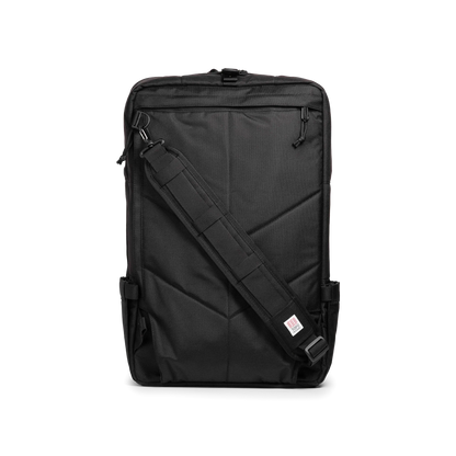 Back view of Topo Designs Global Travel Bag 40L in "Black / Black"