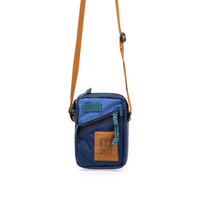 Front View of Topo Designs Mini Shoulder Bag in "Cobalt / Midnight"