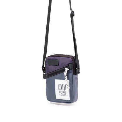 Front Quarter View of Topo Designs Mini Shoulder Bag in "Nightshade / Slate"