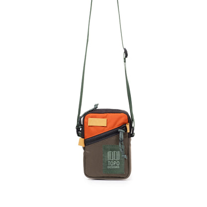 Front View of Topo Designs Mini Shoulder Bag in "Woodland / Terracotta"