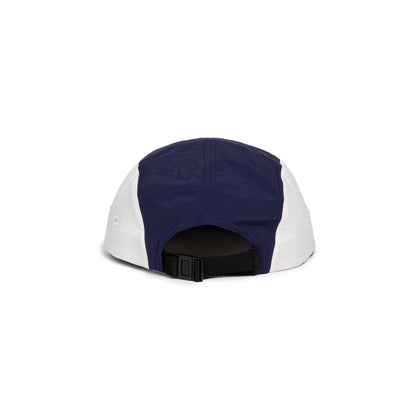 Back white background image of Topo Designs Global Hat in "Cobalt / Midnight"