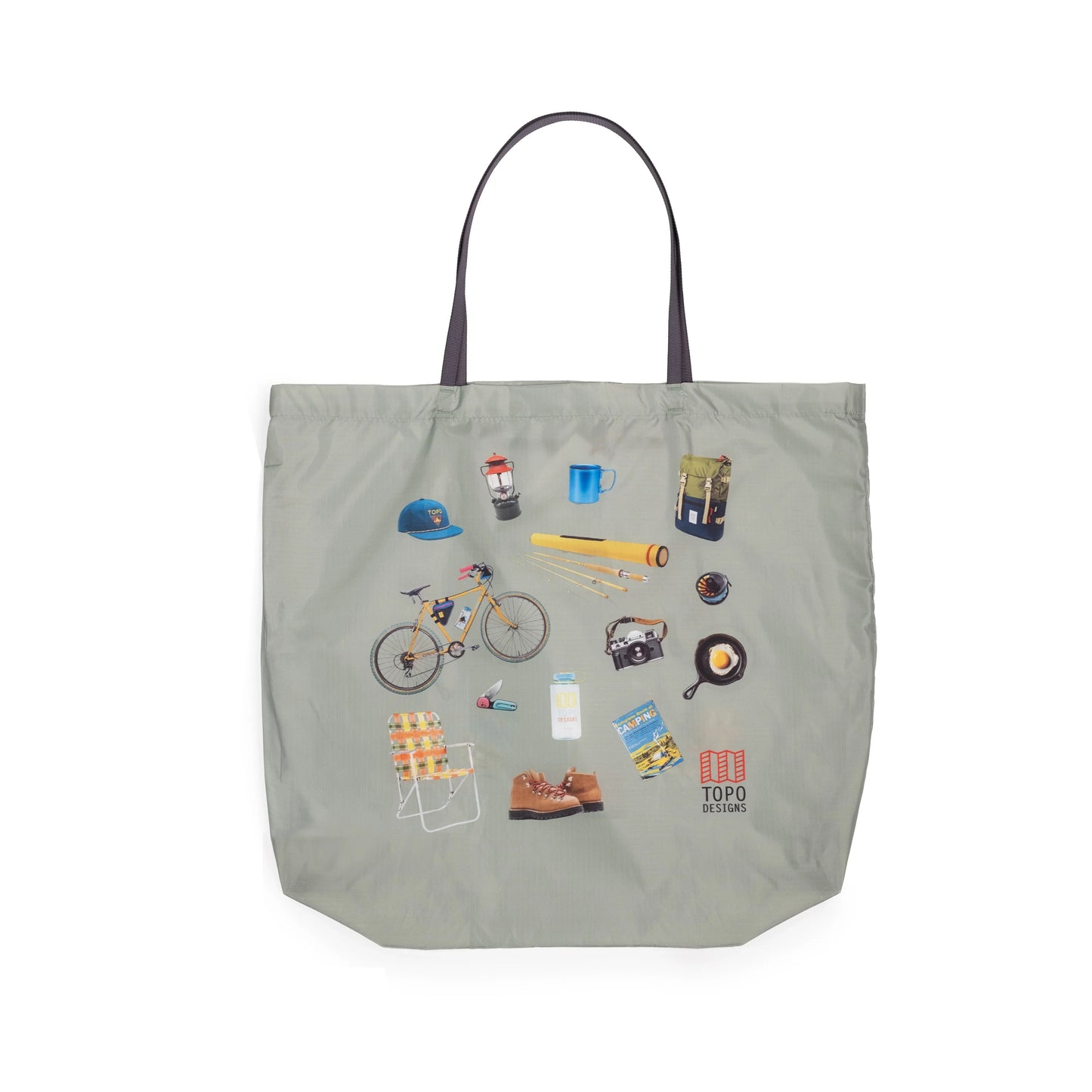 Front shot of Topo Designs Packable Tote in "Oil Green"