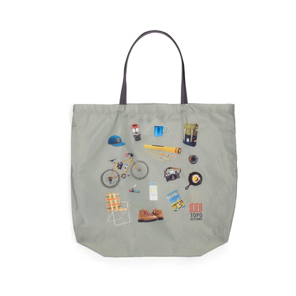 Front shot of Topo Designs Packable Tote in "Oil Green"