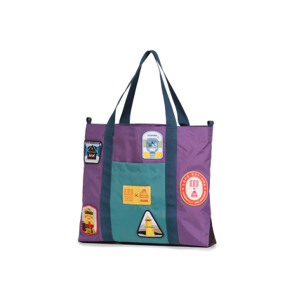 Quarter image of Topo Designs x AWA Mountain Essential Tote in "Loganberry / Caribbean"