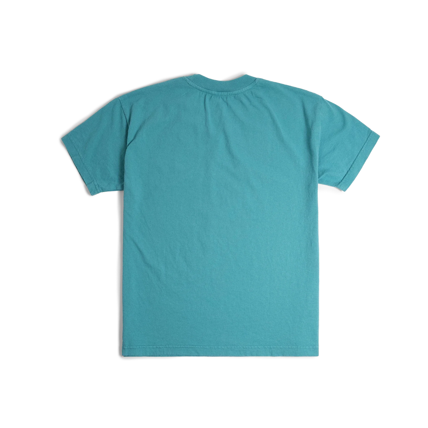 Back image of Topo Designs x Soft Goods Label Tee in "Alpine Teal"