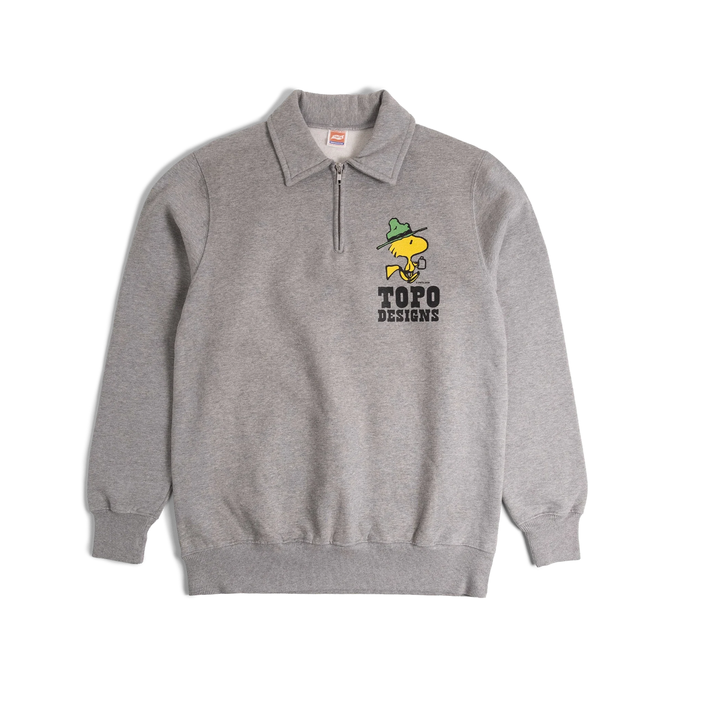 General front image of Topo Designs x TSPTR Woodstock 1/4 Zip in "Grey Marl"