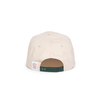 Back white background image of Topo Designs Twill Rope Cap - Mountain Scene in "Bone White"