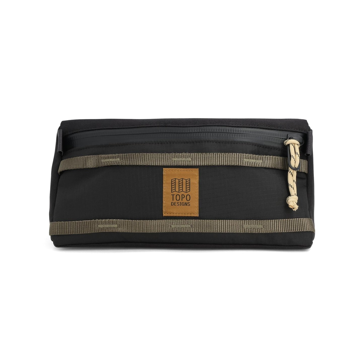Front View of Topo Designs Bike Bag in "Black / Neutral"