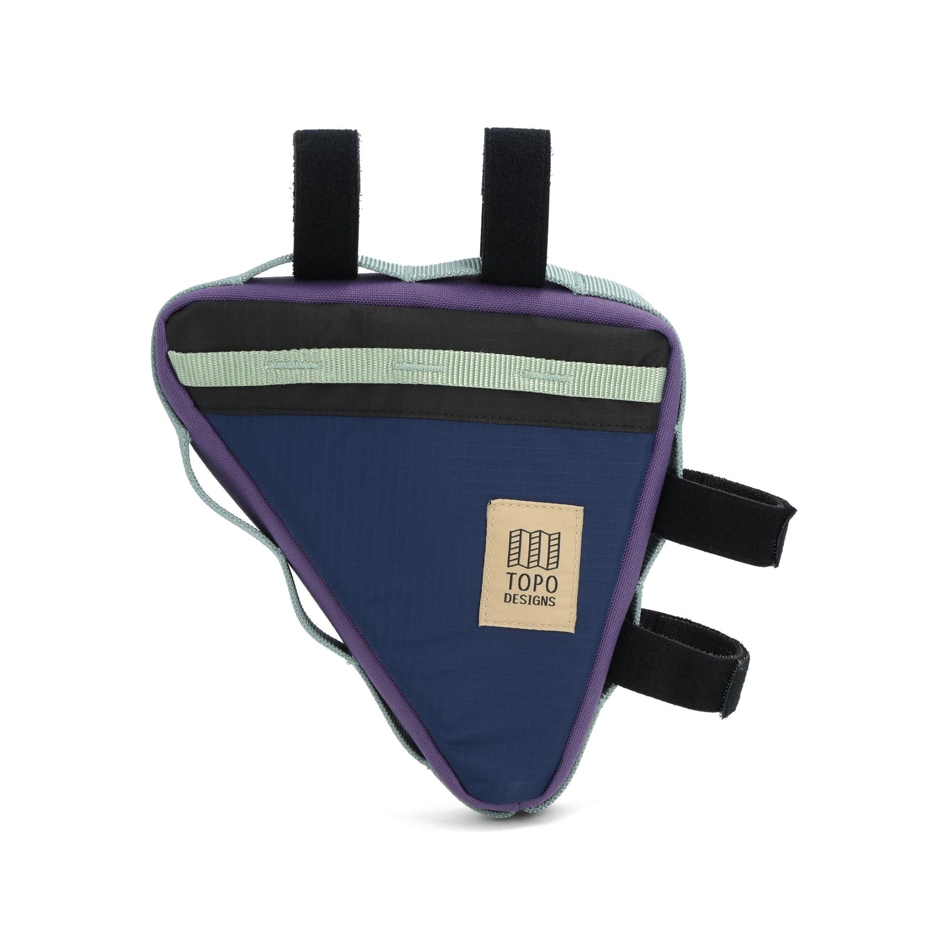 Back View of Topo Designs Bike Frame Bag in "Midnight / Loganberry"