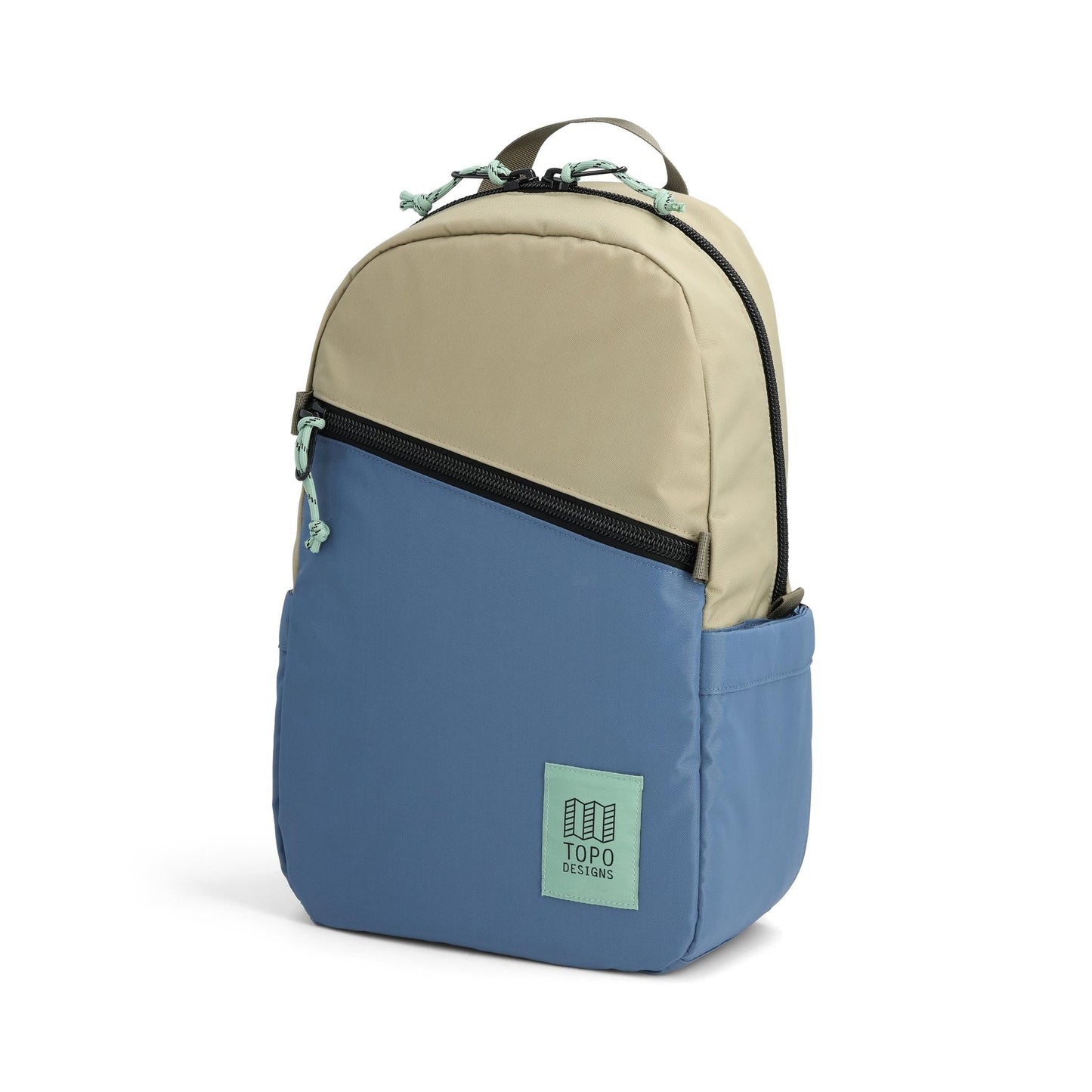 Front View of Topo Designs Light Pack in "Stone Blue / Elmwood"