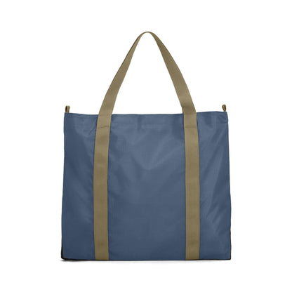 Back View of Topo Designs Mountain Essential Tote in "Stone Blue / Ash Green"
