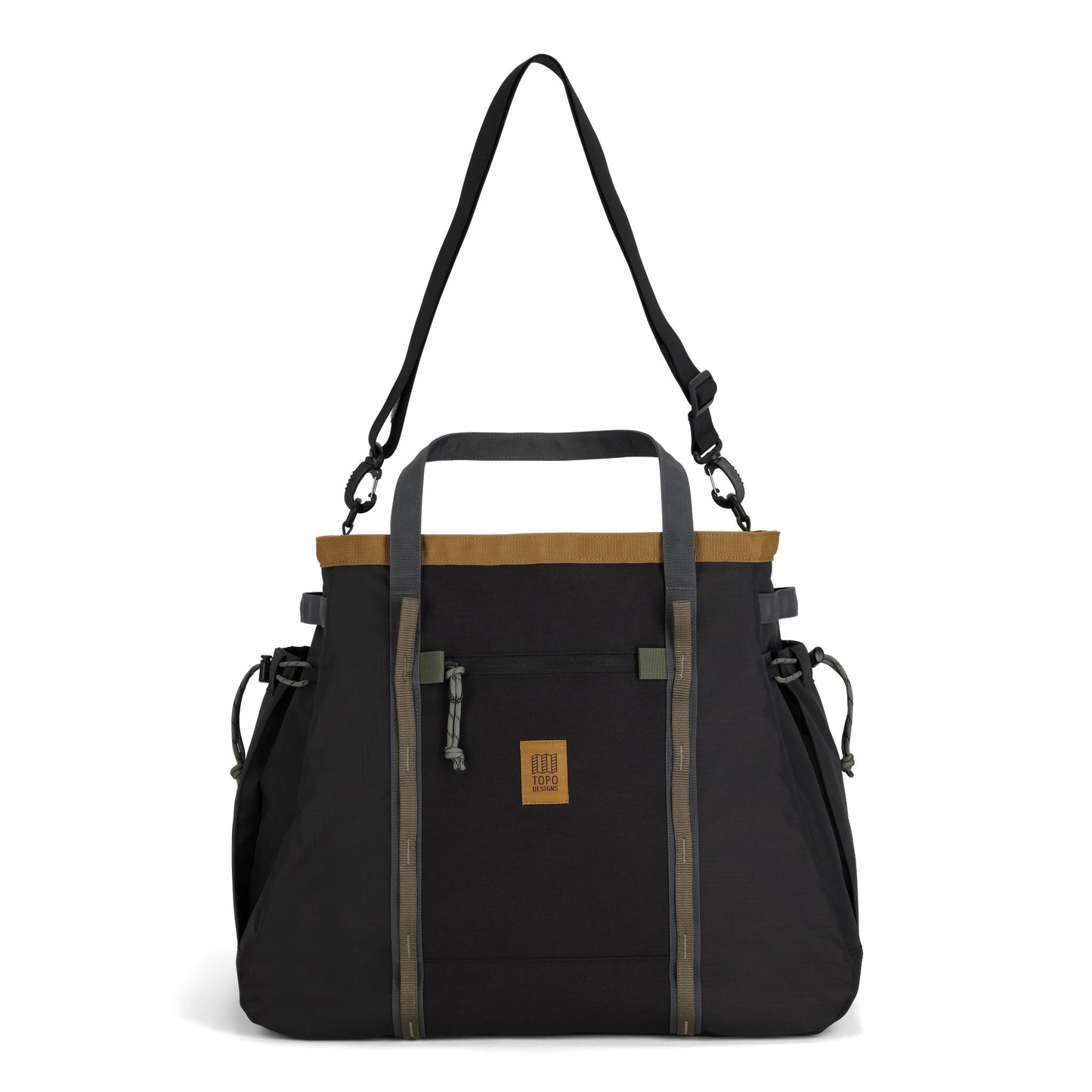 Front View of Topo Designs Mountain Gear Bag in "Black / Neutral"