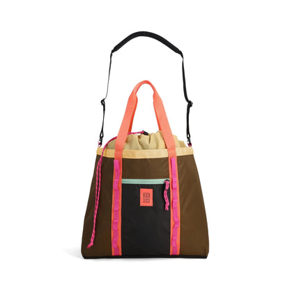 Front View of Topo Designs Mountain Utility Tote in "Desert Palm / Sahara"