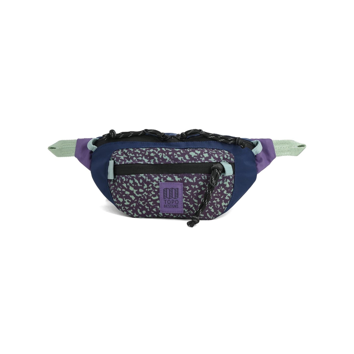 Front View of Topo Designs Mountain Waist Pack in "Loganberry / Crackle"