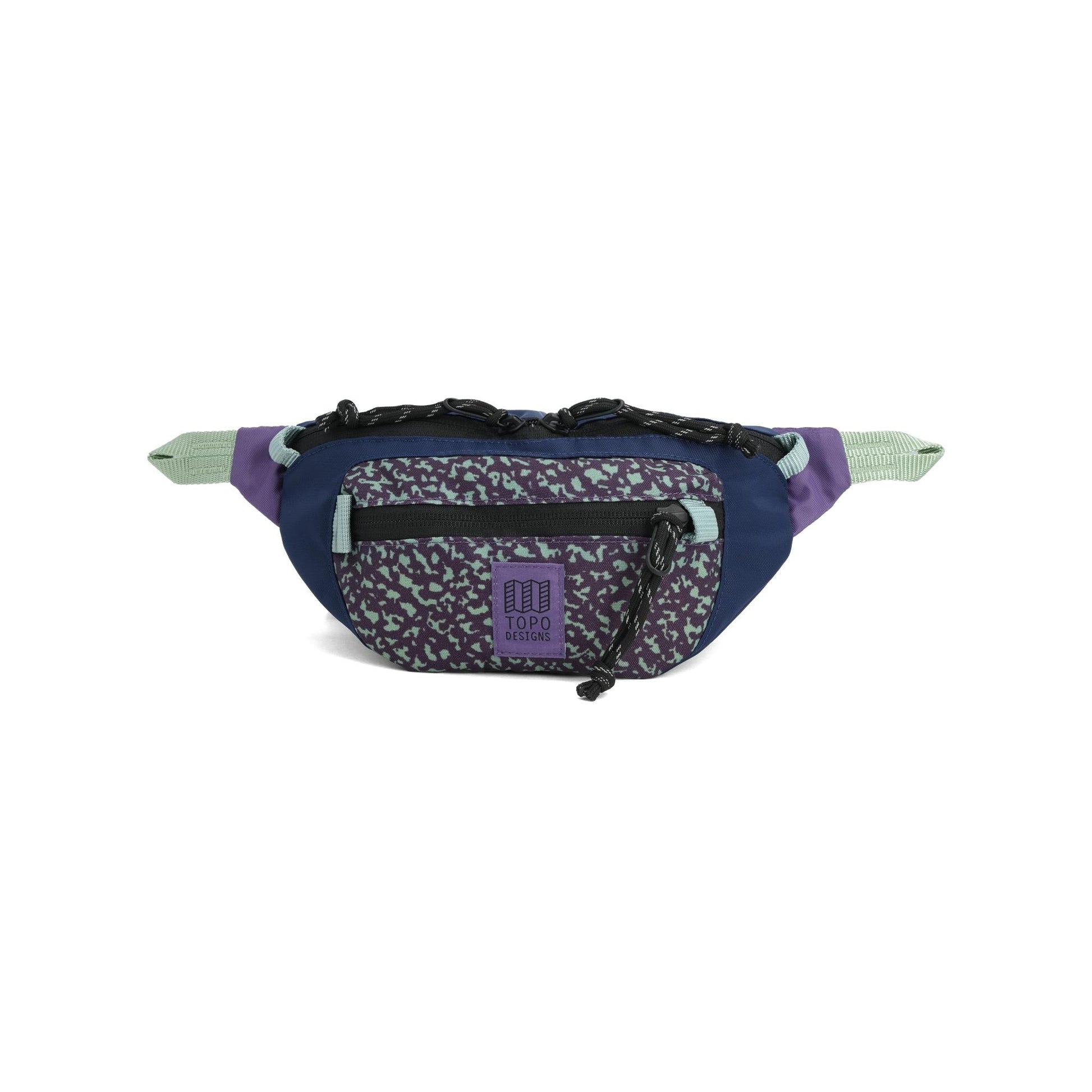 Front View of Topo Designs Mountain Waist Pack in "Loganberry / Crackle"
