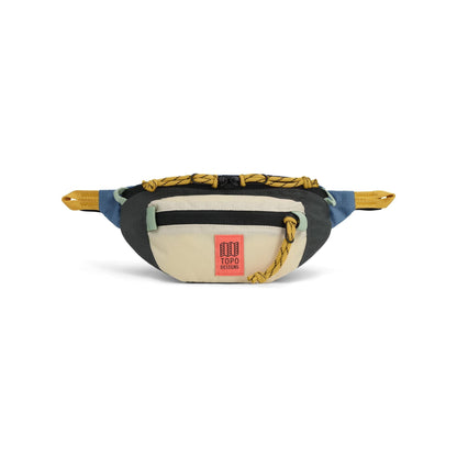 Front View of Topo Designs Mountain Waist Pack in "Stone Blue / Bone White"